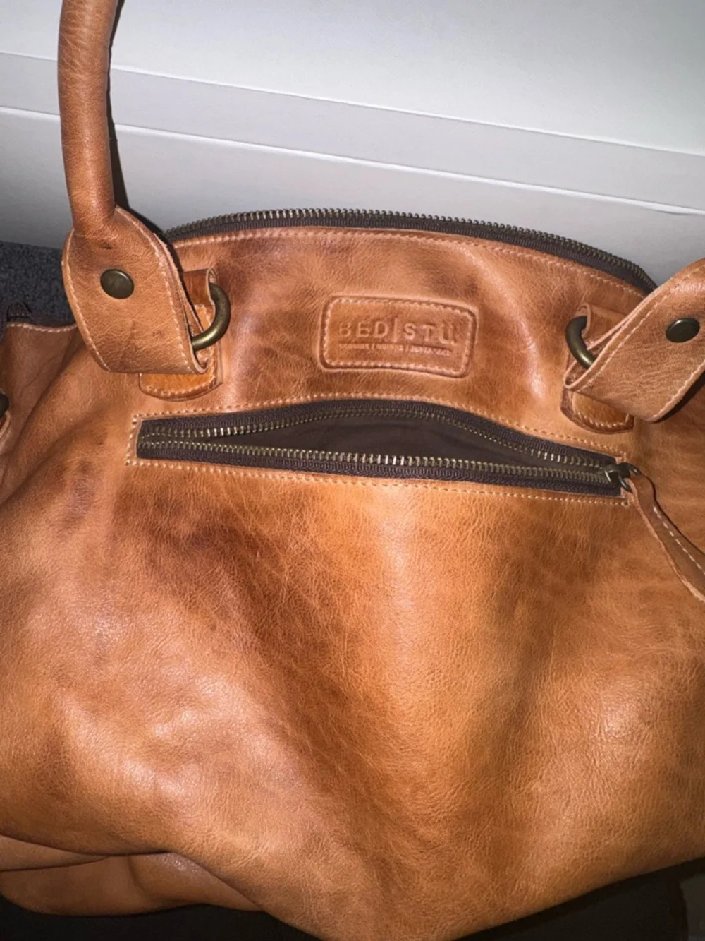 Bed Stu Big Fork Tote/Crossbody Bag– Tan Rustic Leather
